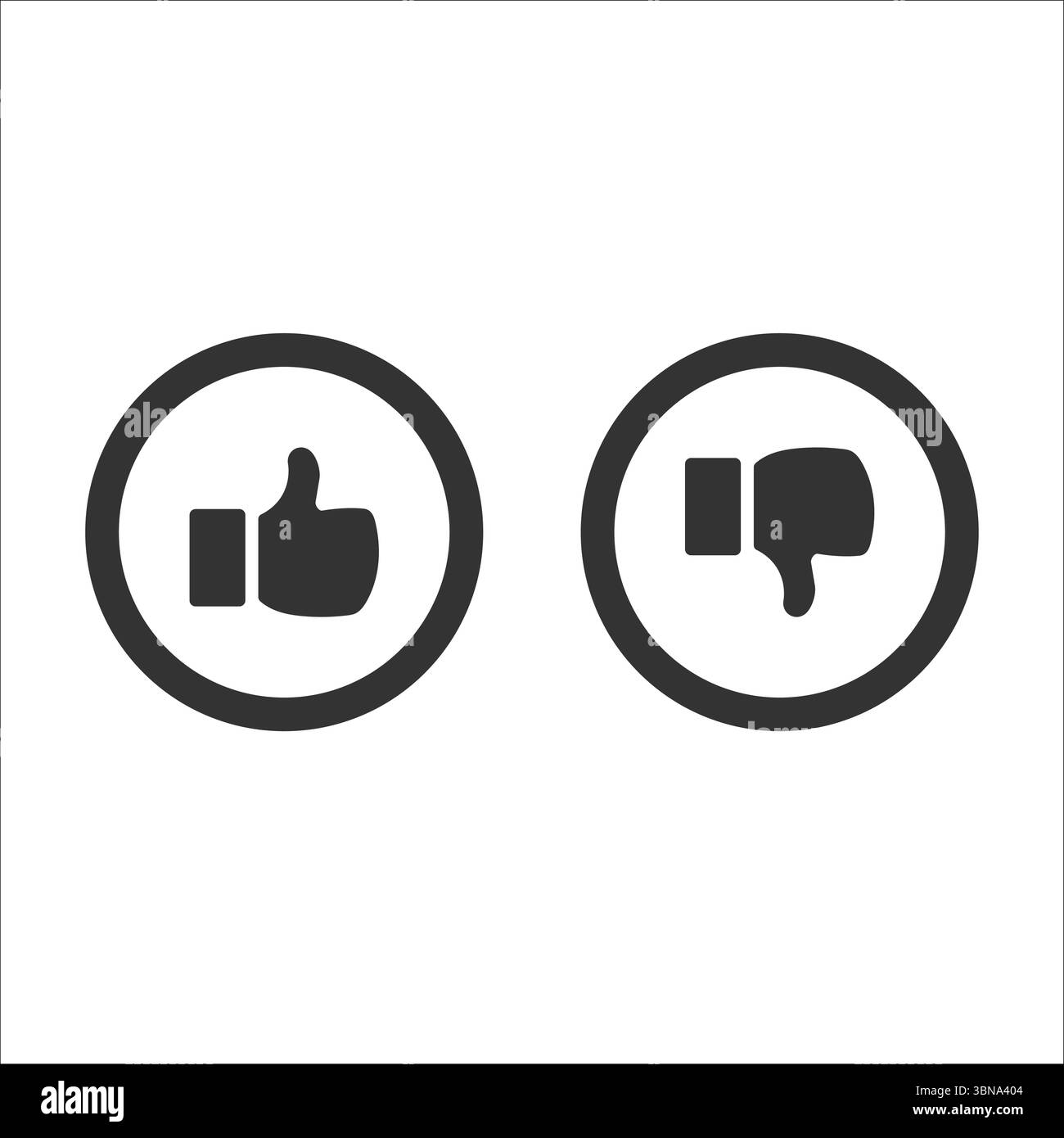 Set di icone mi piace e non mi piace. Simbolo e simbolo con il pollice verso l'alto e verso il basso Illustrazione Vettoriale