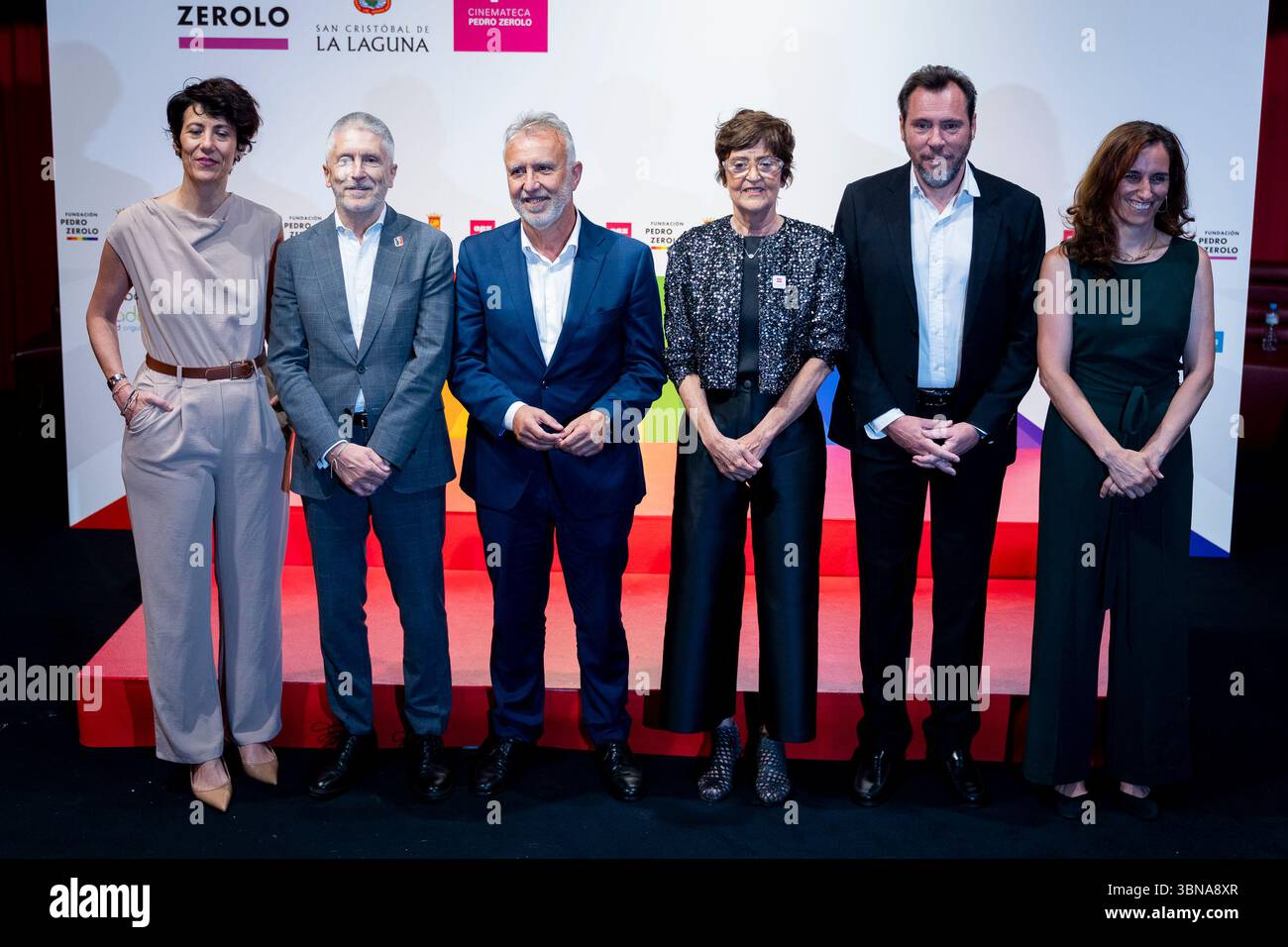 Elma Saiz, Fernando grande-Marlaska, Angel Victor Torres, Luisa Esteve, Oscar Puente, Monica Garcia partecipa ai Pedro Zerolo Awards al Teatro Magno il 30 giugno 2025 a Madrid, Spagna. (Crediti: Miguel Escavias/Alfa Images/Alamy Live News) Foto Stock