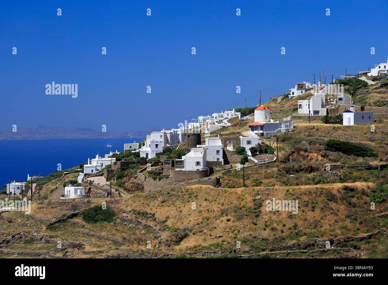 Villaggio di montagna di Berdemiaros, Tinos, Isole Cicladi, Grecia. Foto Stock