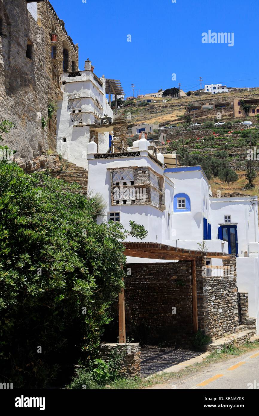 Villaggio di montagna di Berdemiaros, Tinos, Isole Cicladi, Grecia. Foto Stock