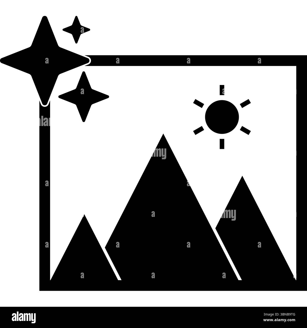 icona ai generativa nera su bianco. Illustrazione Vettoriale