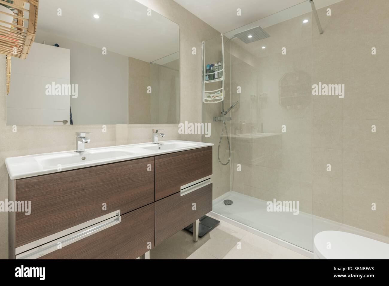 Oggi, i moderni arredi del bagno si sono radicalmente trasformati Foto Stock