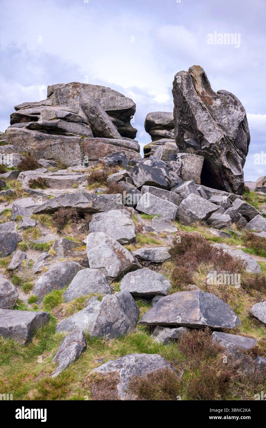 Cava di Millstone nel Peak District National Park nel Derbyshire, Regno Unito Foto Stock