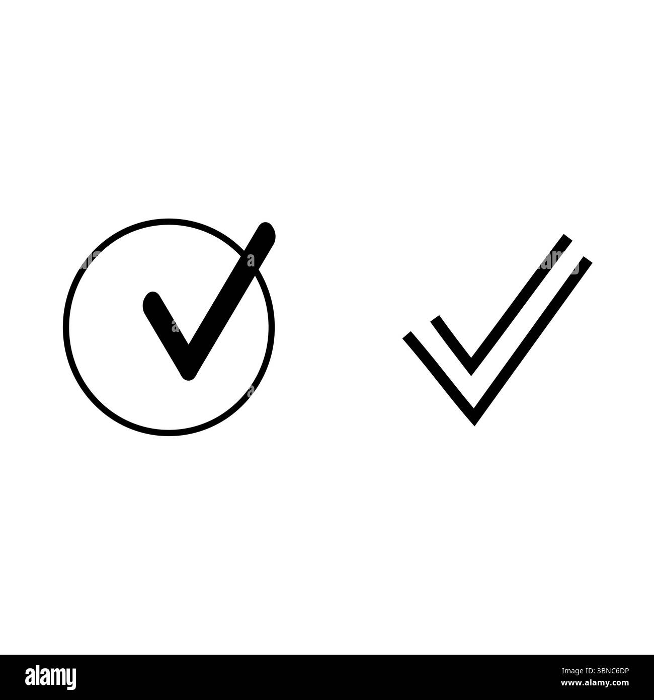 Icona con segno di spunta circolare. Simbolo di approvazione della convalida. Segno di spunta arrotondato vettore. Correggere il contrassegno della soluzione. Illustrazione Vettoriale