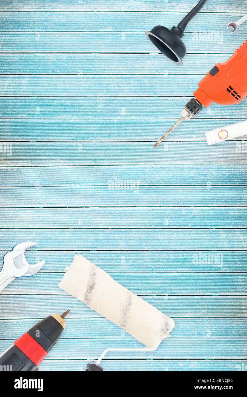 Strumenti in background in legno Foto Stock