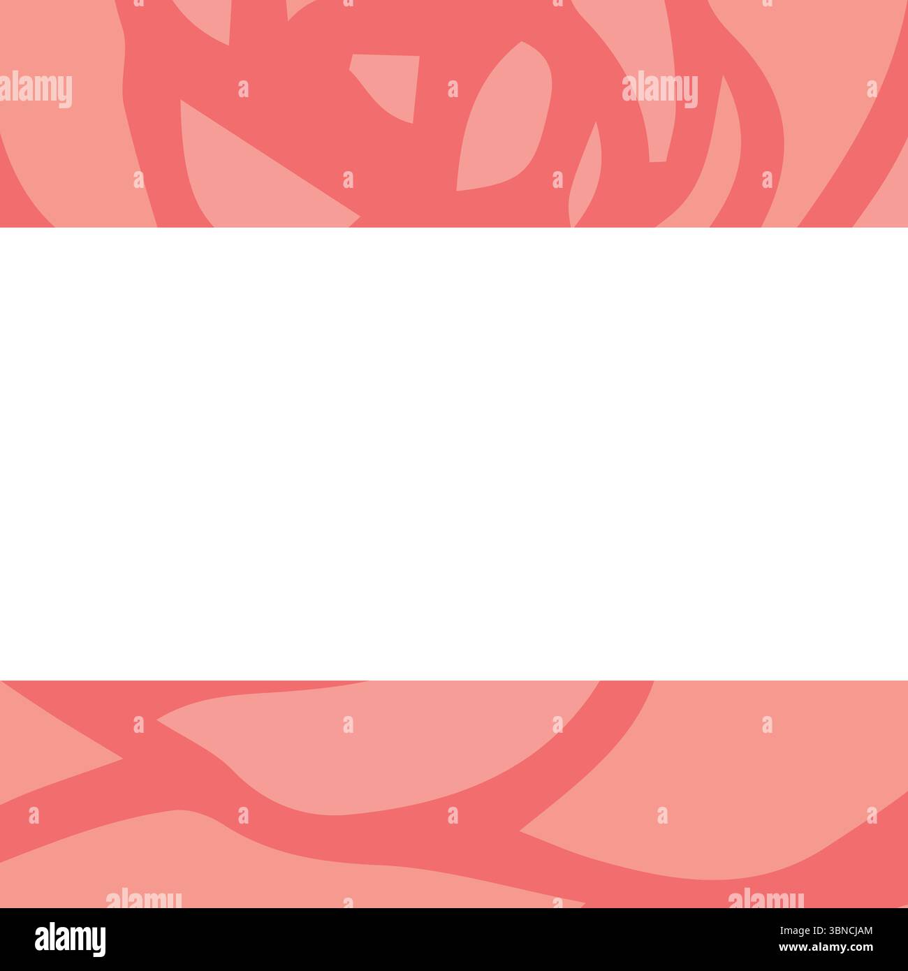 Immagine quadrata del bordo con motivi rosa sopra e sotto lo spazio di copia bianco centrale Foto Stock