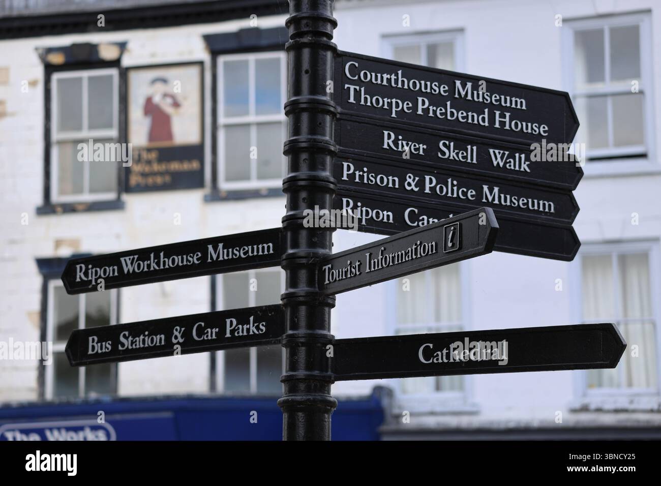 Cartello turistico di Ripon Foto Stock
