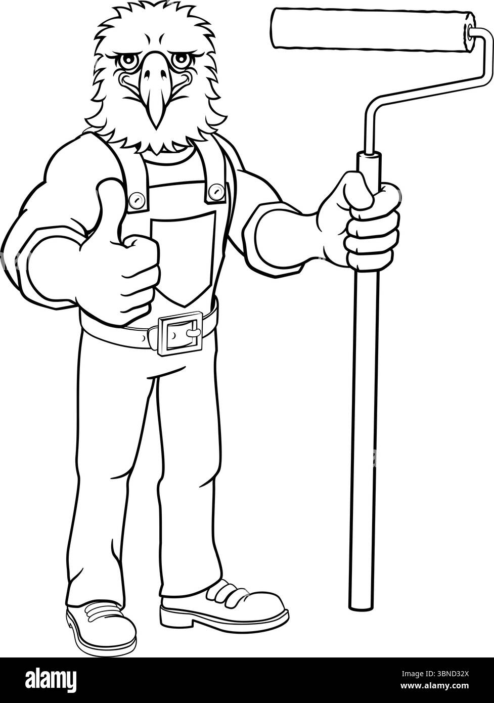 Eagle Painter Decorator Paint Roller Mascot Man Illustrazione Vettoriale Eagle Painter Decorator Paint Roller Mascot Man Illustrazione Vettoriale