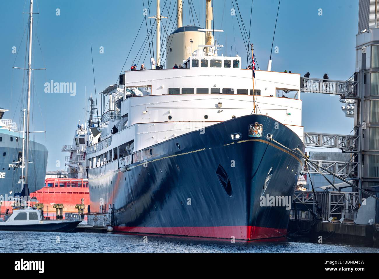 Il Royal Yacht Britannia a Leith Docks Edimburgo. Foto Stock