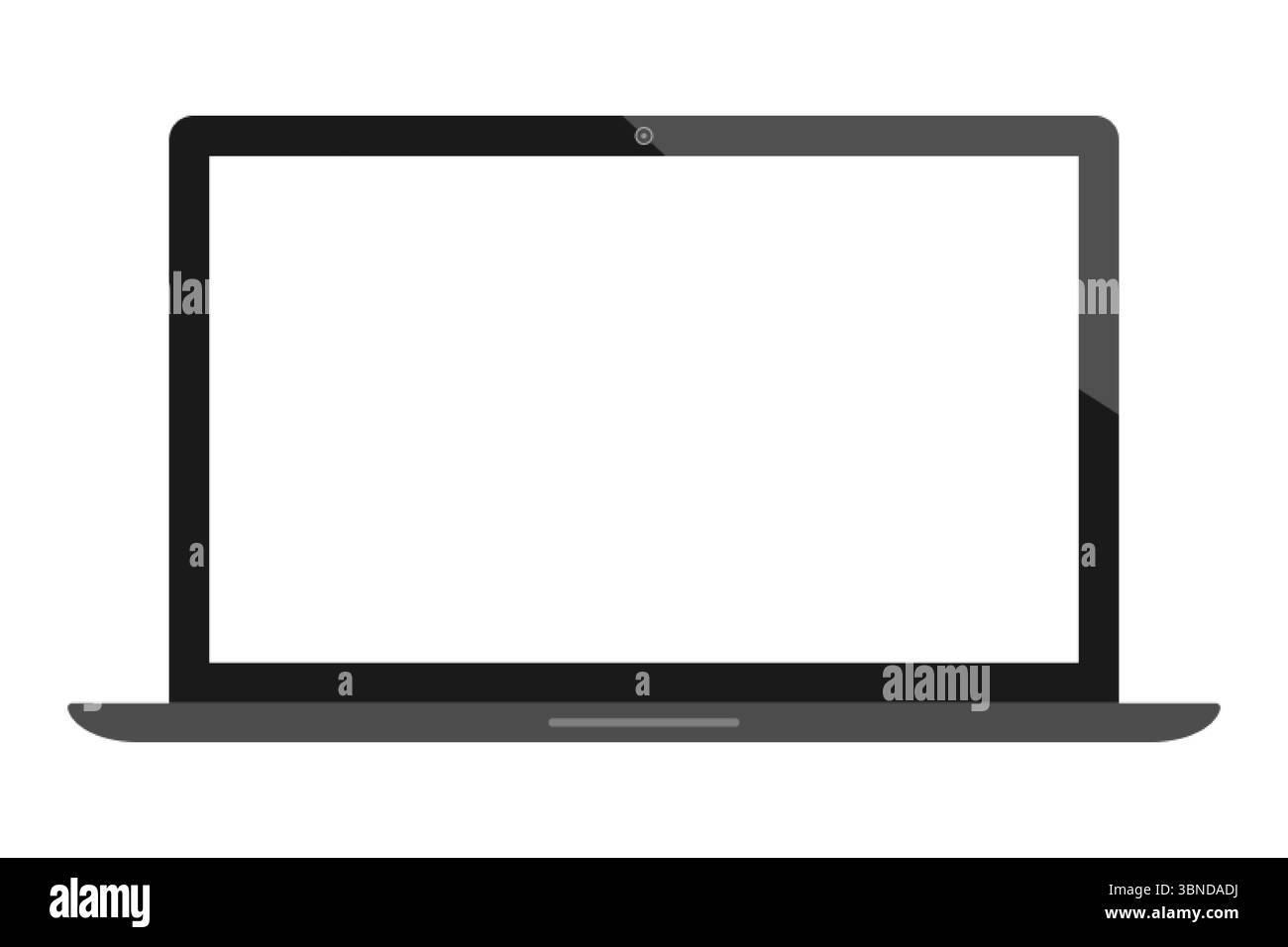 un laptop con schermo vuoto isolato su bianco per motivi e design. Illustrazione Vettoriale