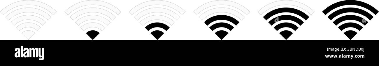 set di segnali di intensità wireless per web e design. Illustrazione Vettoriale
