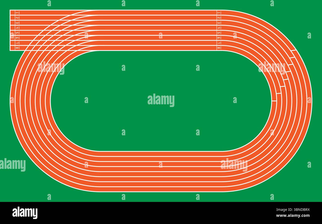 otto piste da corsa in verde per motivi e design, illustrazioni vettoriali. Illustrazione Vettoriale