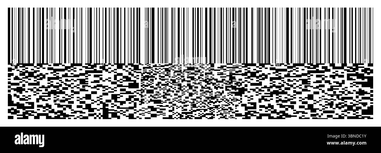 codice a barre orizzontale nero e codice qr su bianco, illustrazione vettoriale. Illustrazione Vettoriale