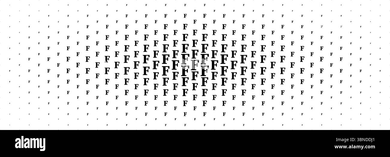 mezzitoni orizzontali della lettera maiuscola nera f che si estende dal centro per il motivo e lo sfondo. Illustrazione Vettoriale