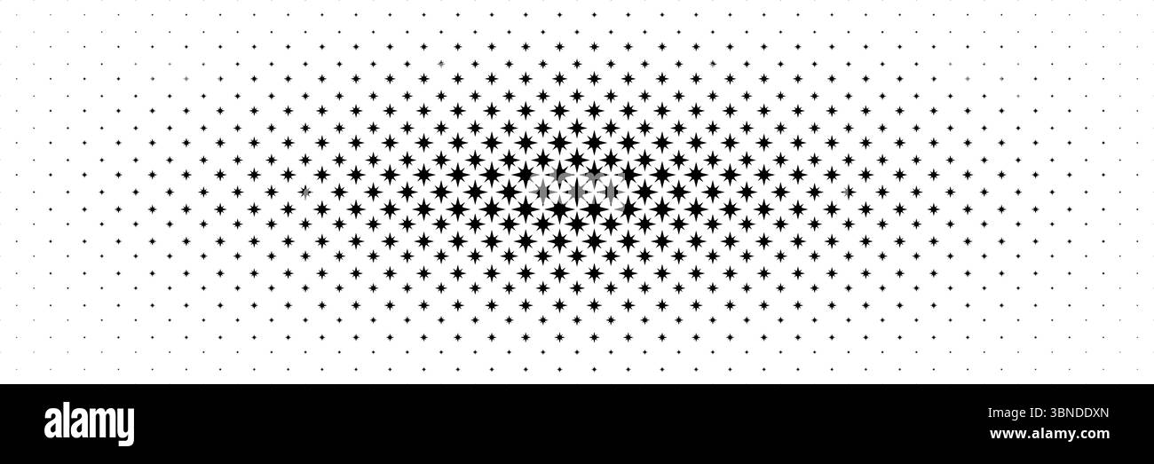 mezzitoni orizzontali di una stella nera glitter che si estende dal centro per motivi e sfondo. Illustrazione Vettoriale