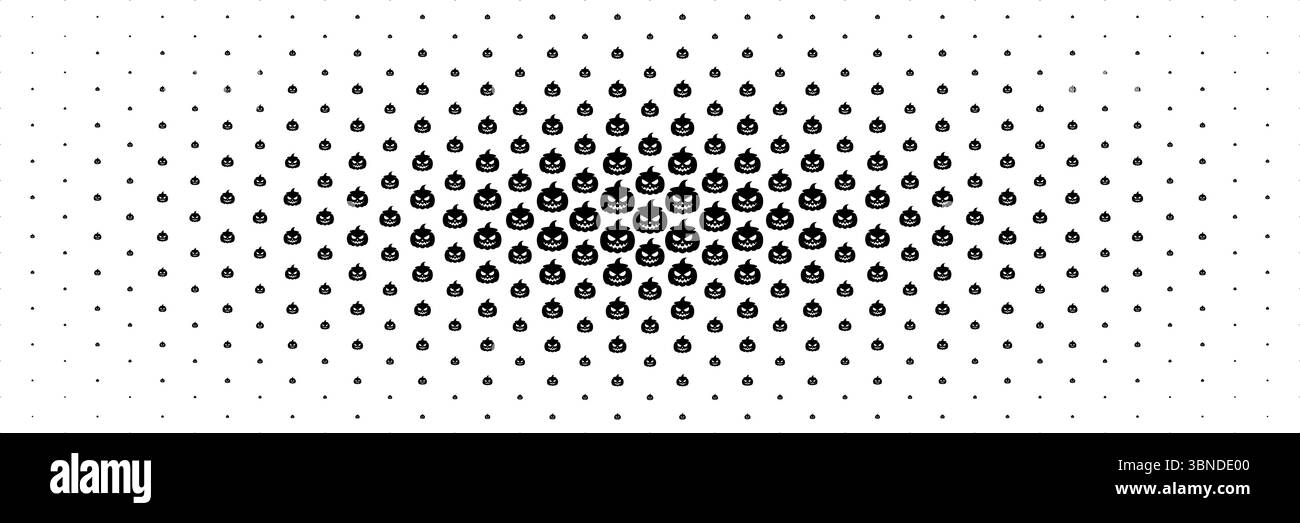il sorriso spaventoso le zucche nere o il jack o lanterna si estendono dal centro per creare motivi e sfondo. Illustrazione Vettoriale