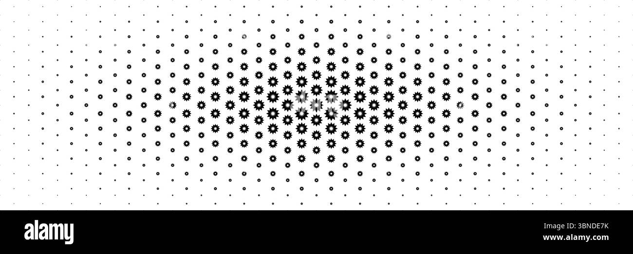 mezzitoni orizzontali del simbolo nero alla moda si estendono dal centro per motivi e sfondo. Illustrazione Vettoriale