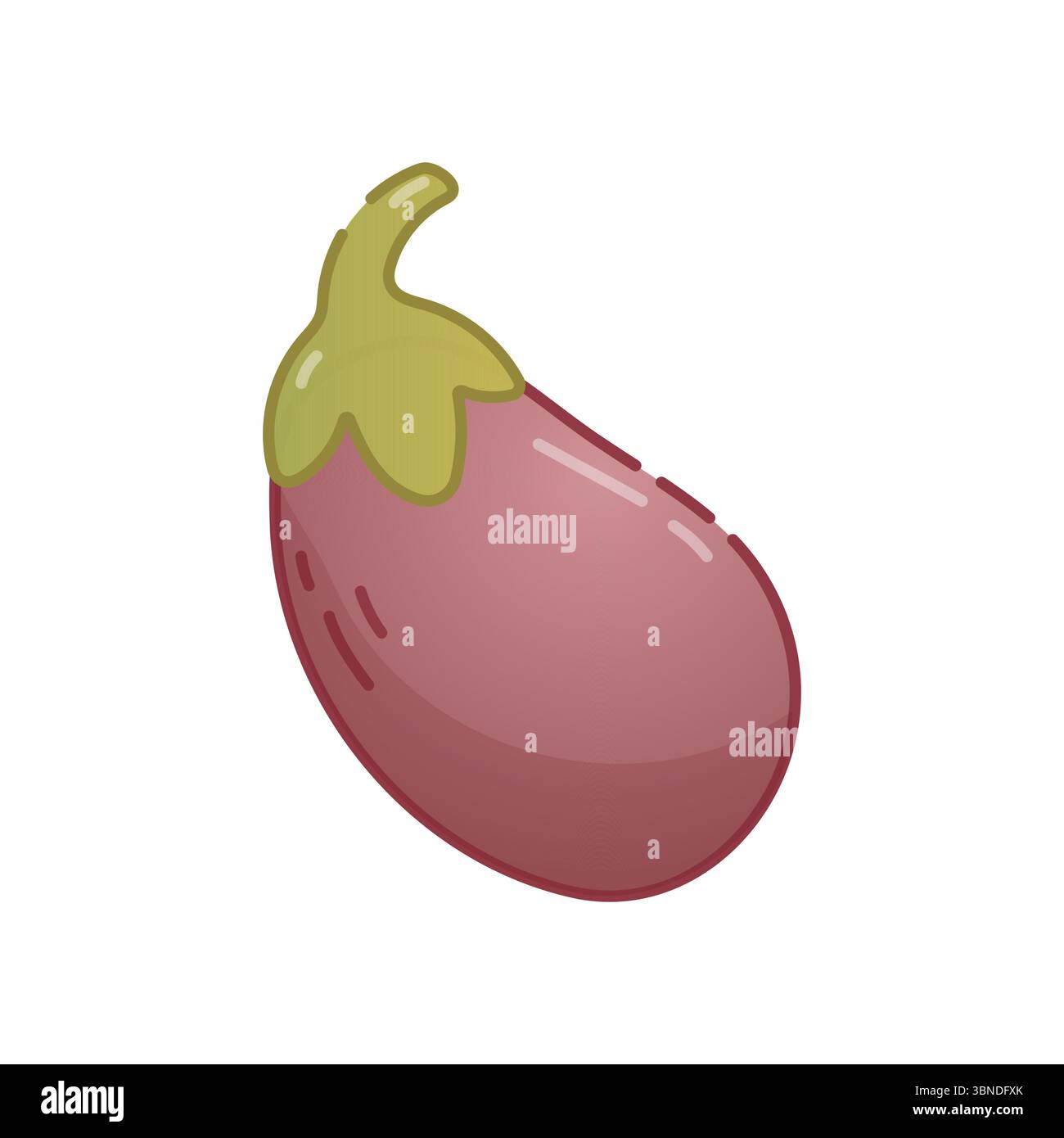 Graziosa illustrazione di melanzane viola con toni morbidi e linee delicate, perfetta per la raccolta autunnale o per i set di verdure cottagecore. Illustrazione Vettoriale
