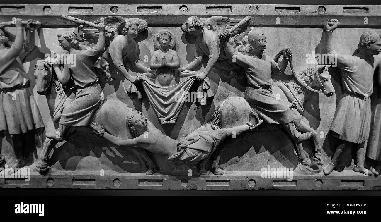 Il Martirio di Sant'Ippolito dettaglio pietra del XIII secolo Ile de France Parigi francese, Parigi, Louvre, Francia, francese Foto Stock