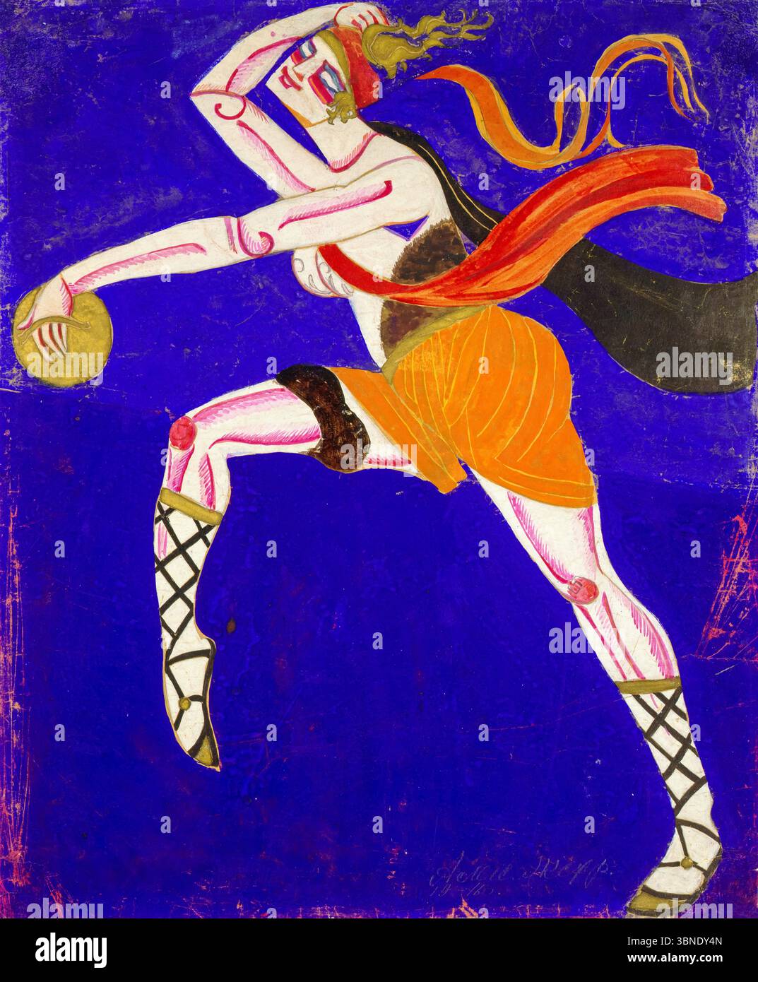 Alexandra Exter, Costume Design. Sketch for a Bacchante Costume i, Famira Kifared di Annensky (Thamira Khydaredes), pittura, 1916 Foto Stock