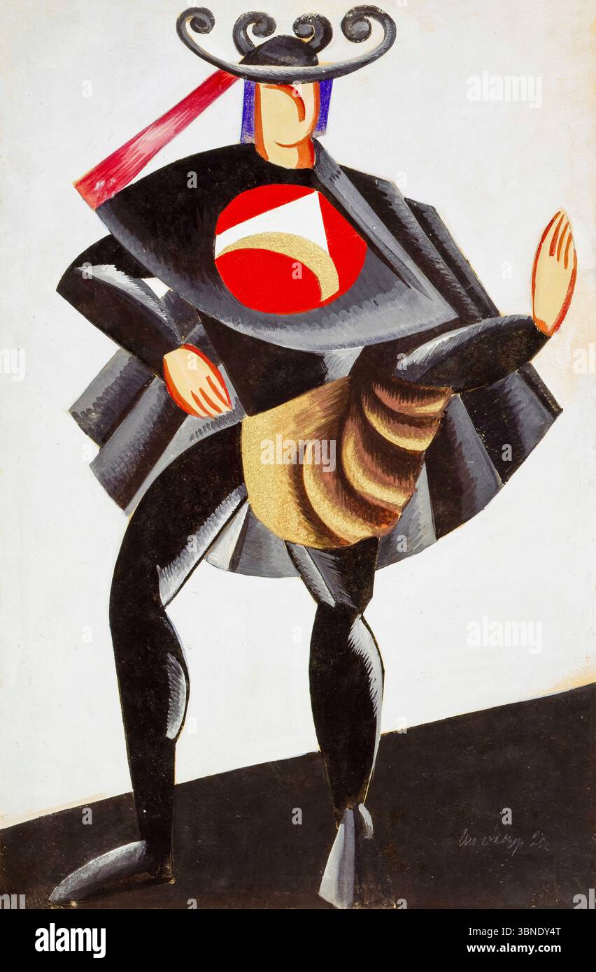 Alexandra Exter, Costume Design. Schizzo per un costume per la produzione di Romeo e Giulietta di Shakespeare, pittura, 1921 Foto Stock