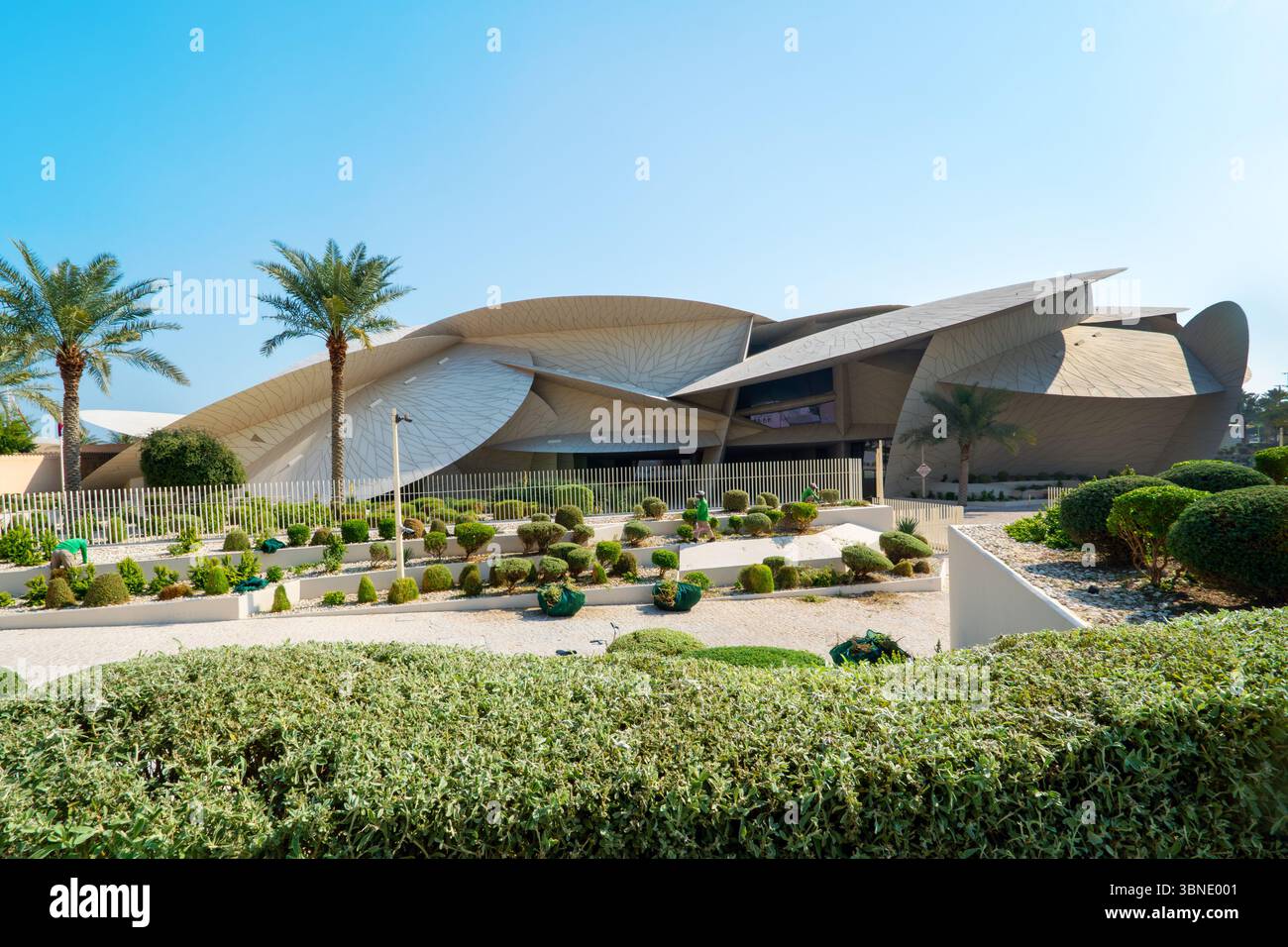 Fantastiche vedute del museo futuristico di Doha, Qatar Foto Stock