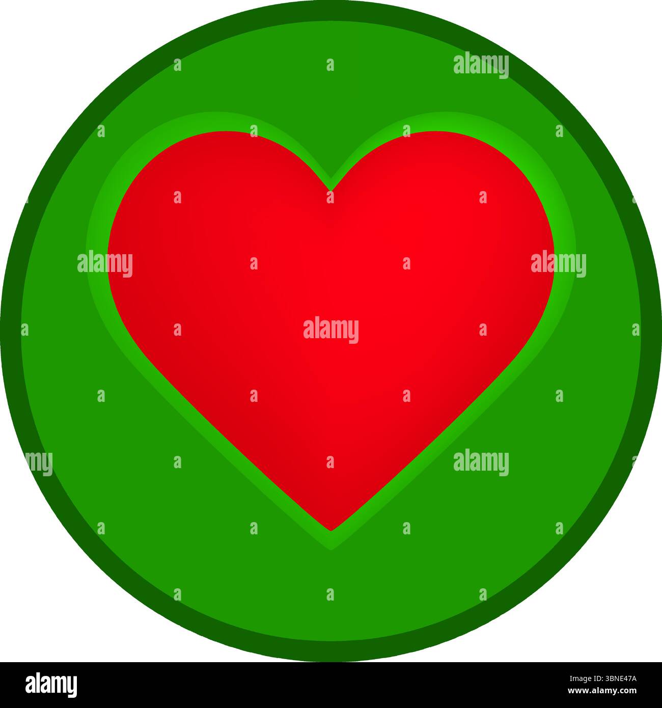 Icona Red Heart in Green Circle - Love and Favorite Vector Illustrazione Vettoriale