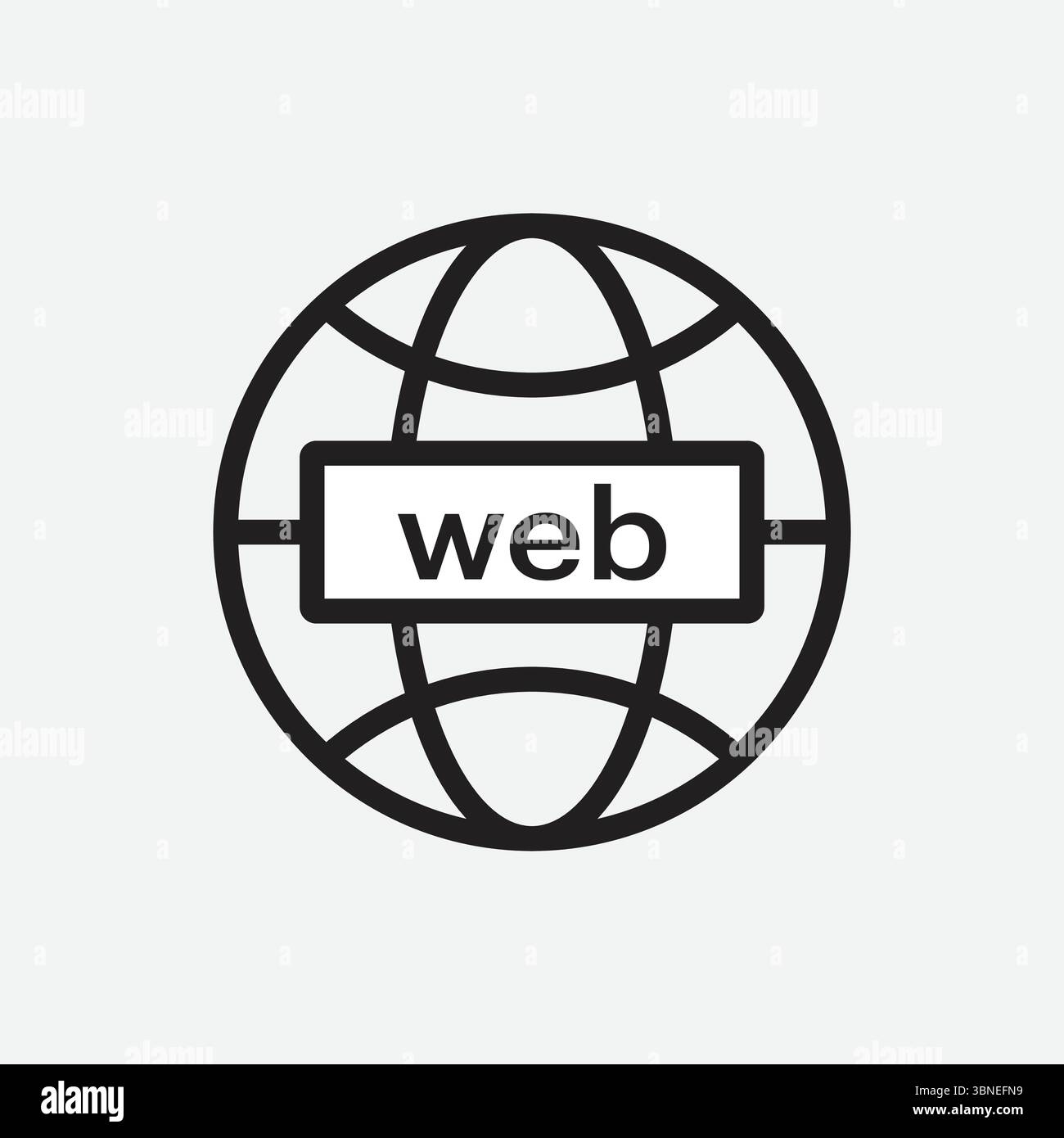Icona Web Globe con testo Illustrazione Vettoriale