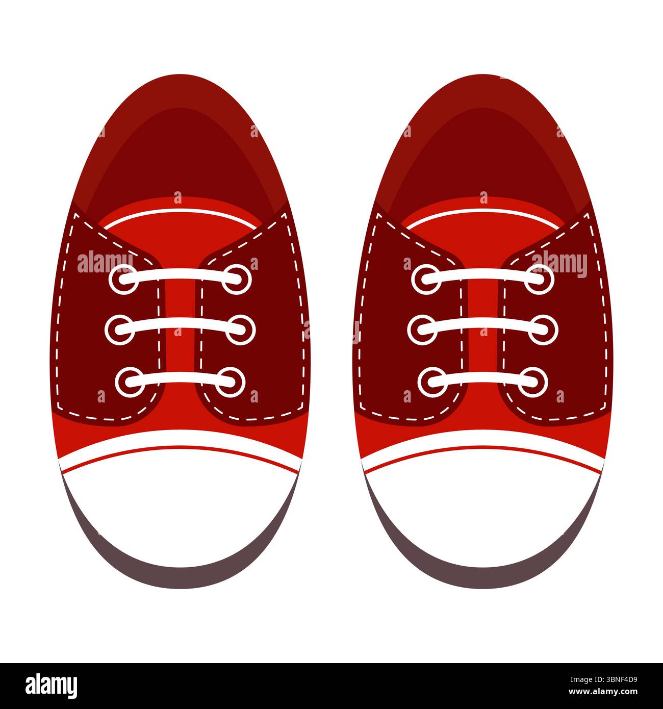 Illustrazione vettoriale vista dall'alto delle sneakers rosse. Un'illustrazione vettoriale di un paio di sneakers rosse viste dall'alto. Illustrazione Vettoriale