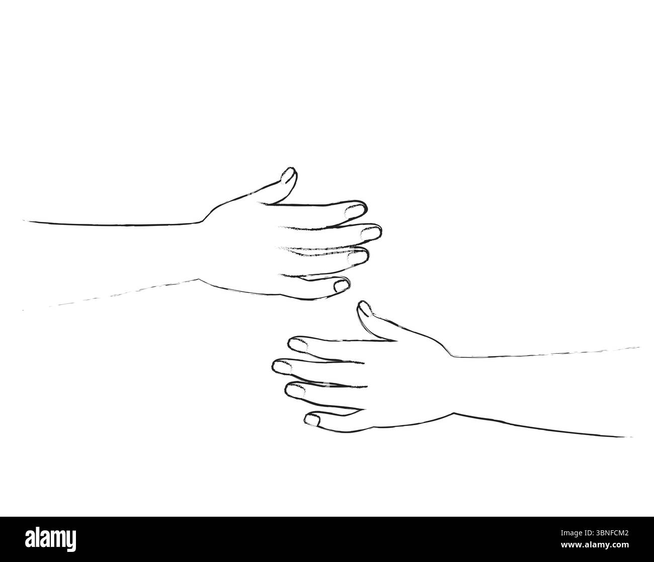 Disegno a linee disegnato a mano di abbracciare le braccia illustrazione vettoriale concetto d'amore Foto Stock