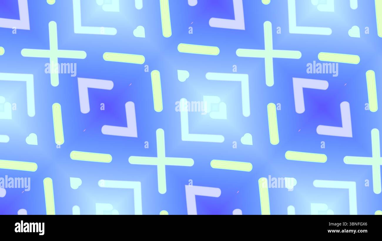 Motivo geometrico incrociato blu e giallo giocoso - sfondo astratto senza cuciture per prodotti per bambini, annunci tecnici e progettazione dell'interfaccia utente Foto Stock