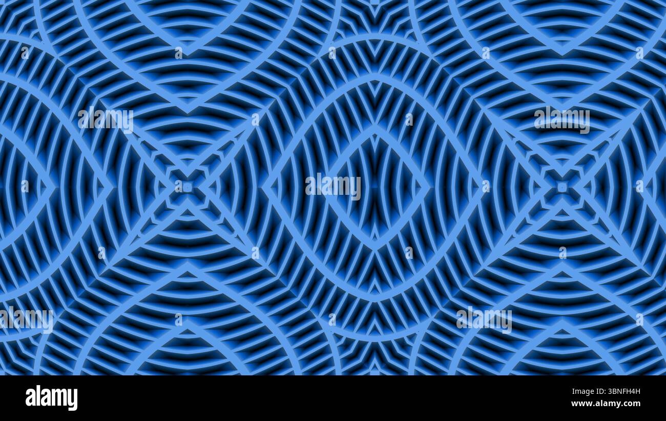 Schema ottico interlacciato blu - sfondo dell'illusione geometrica astratta per tecnologia, branding digitale e design dell'interfaccia utente moderna Foto Stock