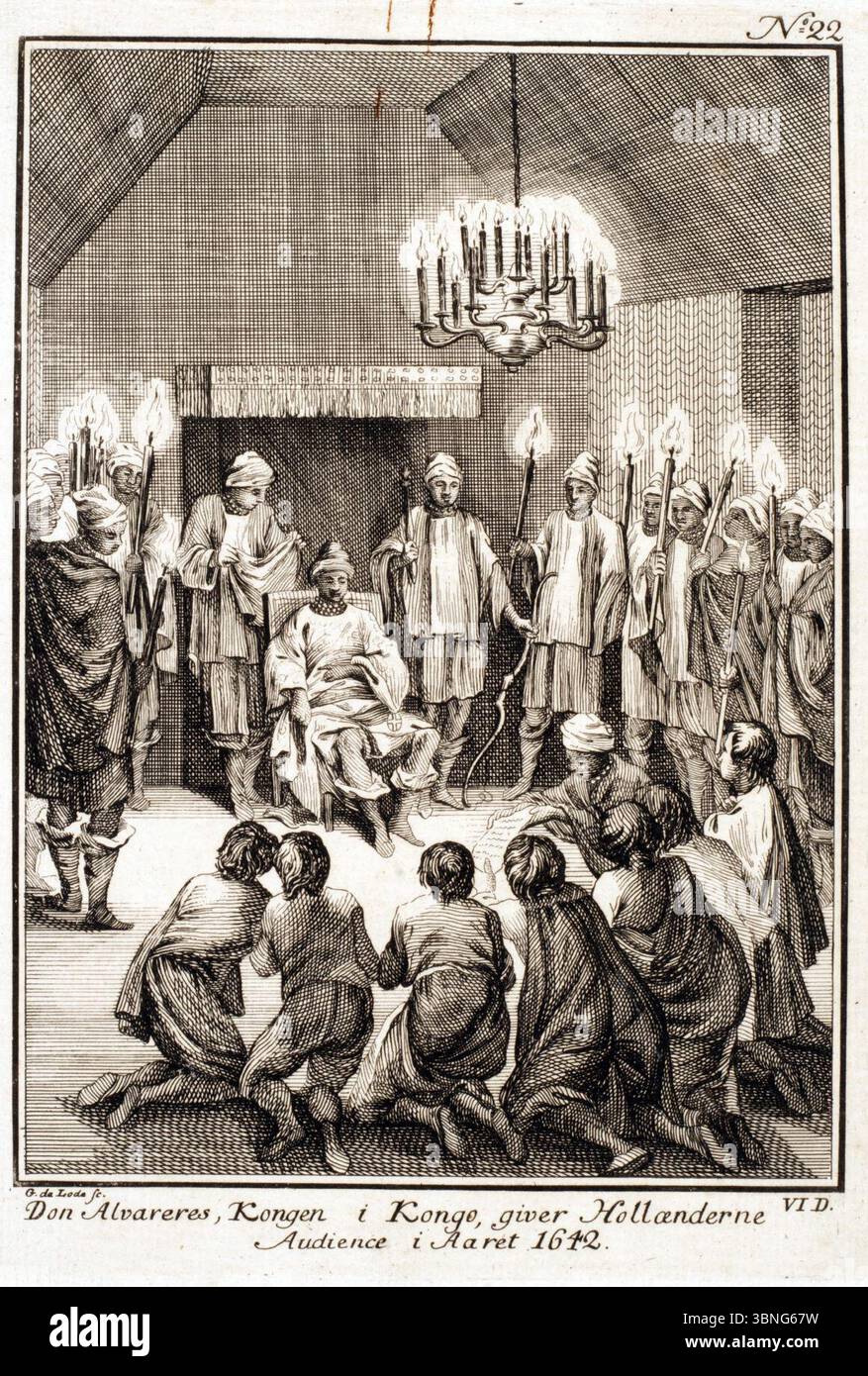 Lode, G. de – Don Alvareres, Kongen i Kongo, Giver Hollaenderne Audience i Aaret 1642, 1700-1749 Foto Stock