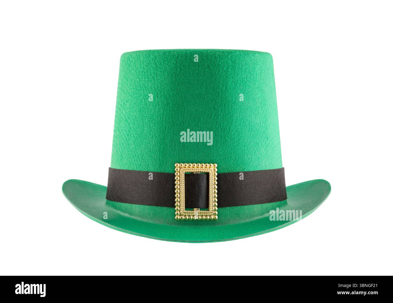 Green St. Patrick's Day è stato un cappello a cappello con fibbia dorata isolata sul bianco con percorso di ritaglio Foto Stock