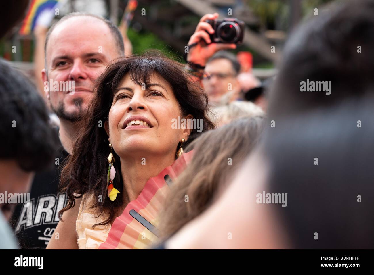 Madrid, Spagna - 2 luglio 2025. Pregon del Orgullo Gay. Evento di apertura del gay Pride Madrid. Ana Redondo Garcia Foto Stock