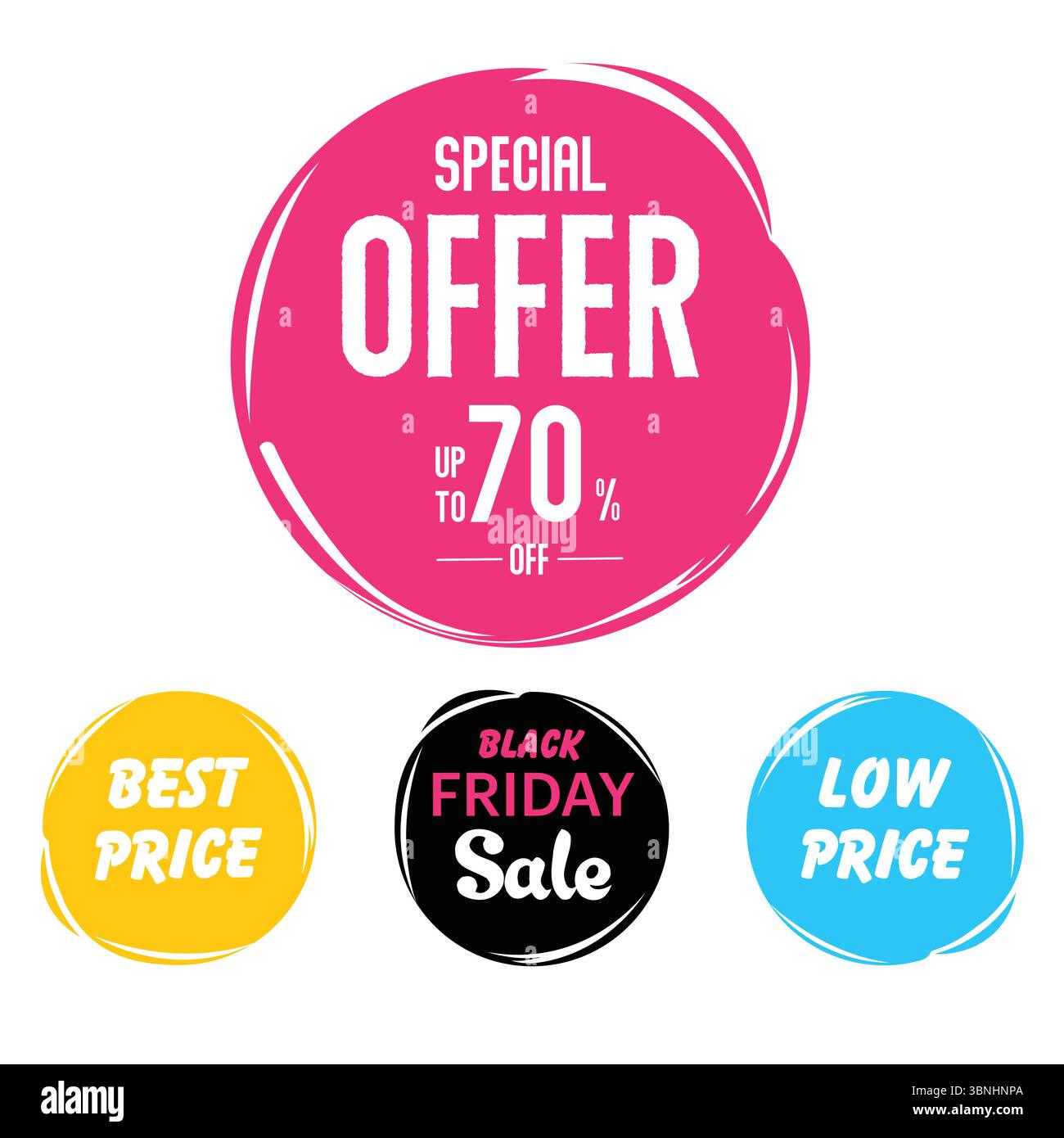 "Offerta speciale con 70% di sconto, miglior prezzo e offerte Black Friday" Illustrazione Vettoriale