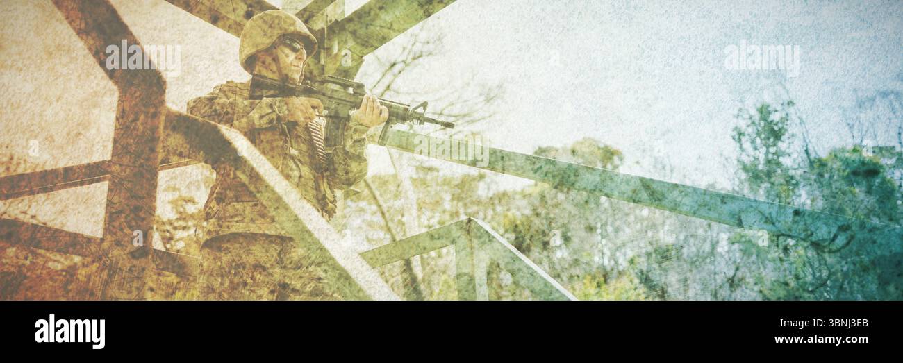 Addestramento militare nel campo Foto Stock