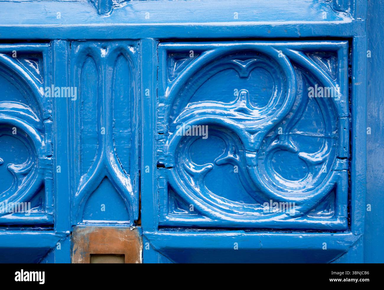 Dettagli della porta blu, Stratford-upon-Avon, Regno Unito Foto Stock