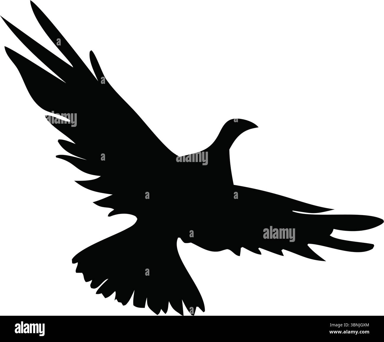 Silhouette di uccelli con Wings Vector, Black Clipart, Isolated Animal, Nature Wildlife Illustration, Upward Flight, contorno semplice, design elegante Illustrazione Vettoriale