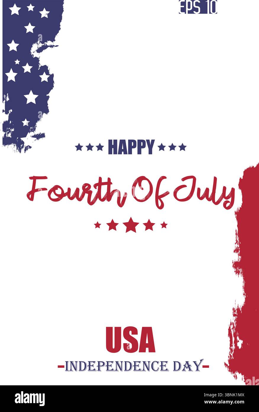 Buon 4 luglio USA giorno dell'indipendenza moderna testo USA modello di bandiera astratta Illustrazione Vettoriale