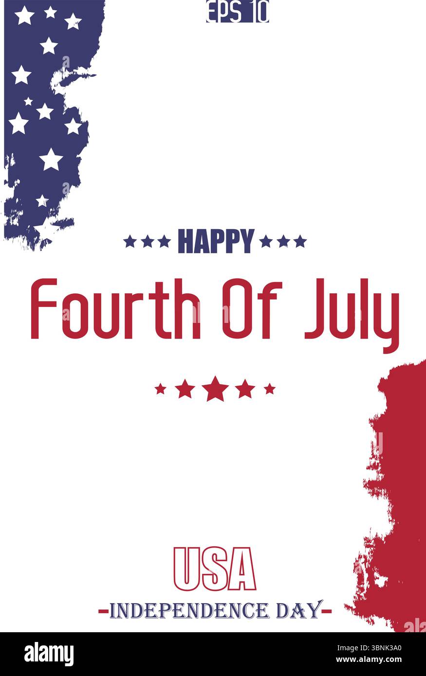 Buon 4 luglio USA giorno dell'indipendenza moderna testo USA modello di bandiera astratta Illustrazione Vettoriale