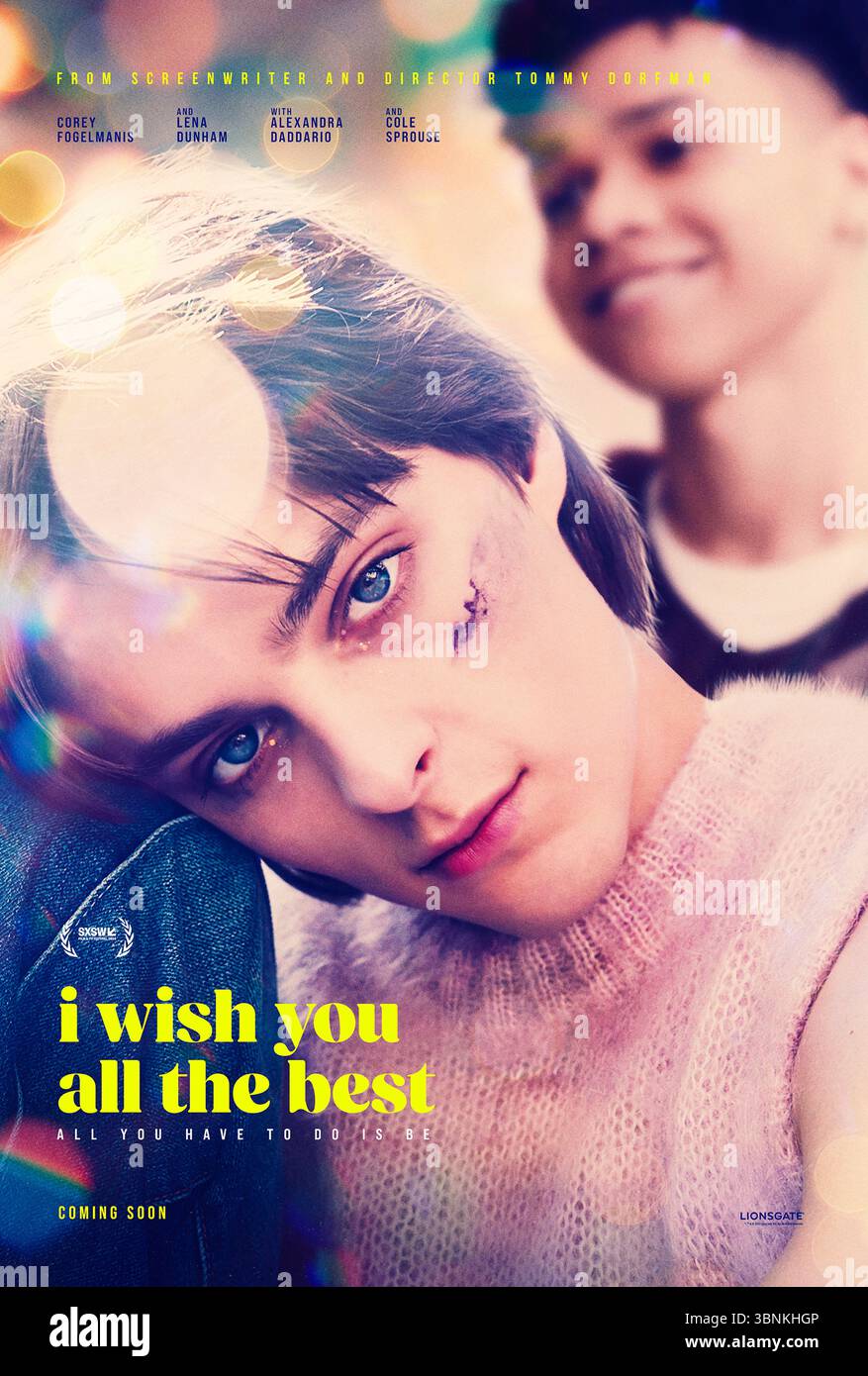 I Wish You All the Best (2024) diretto da Tommy Dorfman e interpretato da Corey Fogelmanis, Alexandra Daddario e Cole Sprouse. Dopo essere stato cacciato dai loro genitori, un adolescente non binario intraprende un viaggio di scoperta di sé, imparando l'amore, l'amicizia e la famiglia in una storia sentita di maturità. SOLO PER L'USO EDITORIALE del poster STATUNITENSE. Credito: BFA / Lionsgate Foto Stock