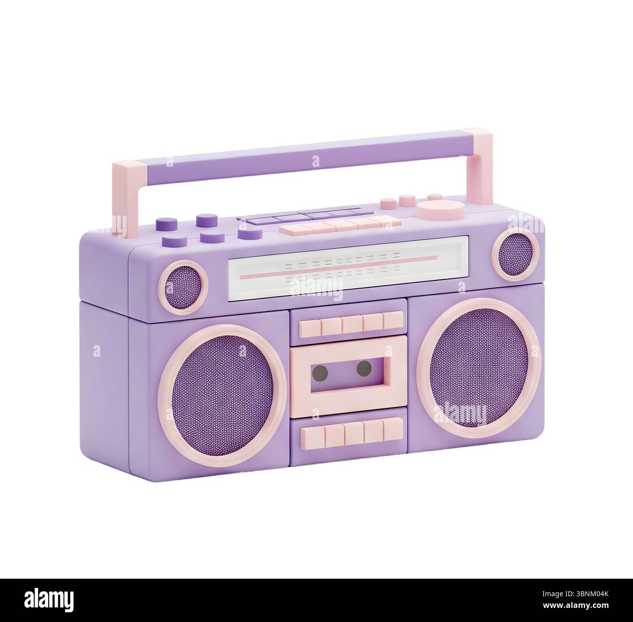 Rendering 3D minimalista boombox in un rendering morbido e fluido Foto Stock