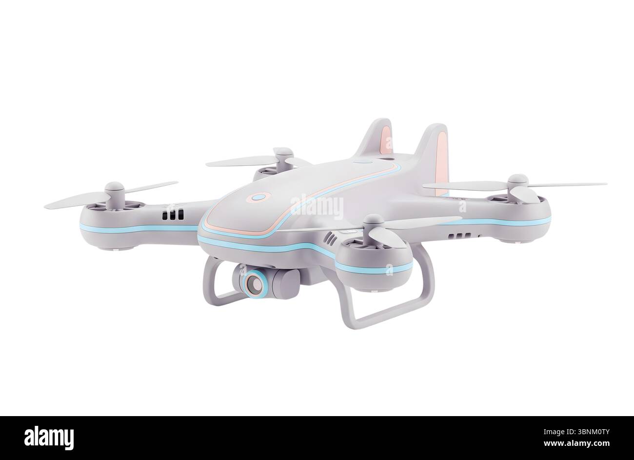 Rendering 3D minimalista con droni in un rendering morbido e fluido Foto Stock