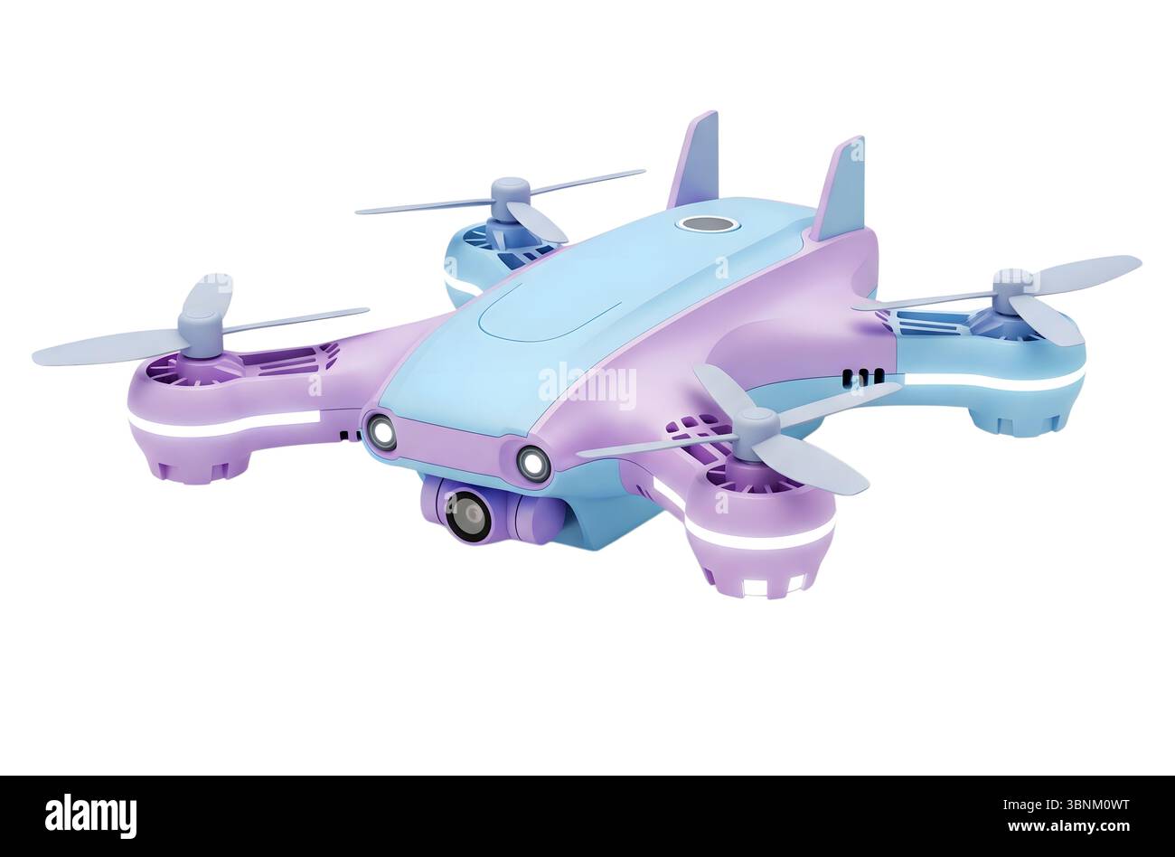 Rendering 3D minimalista con droni in un rendering morbido e fluido Foto Stock