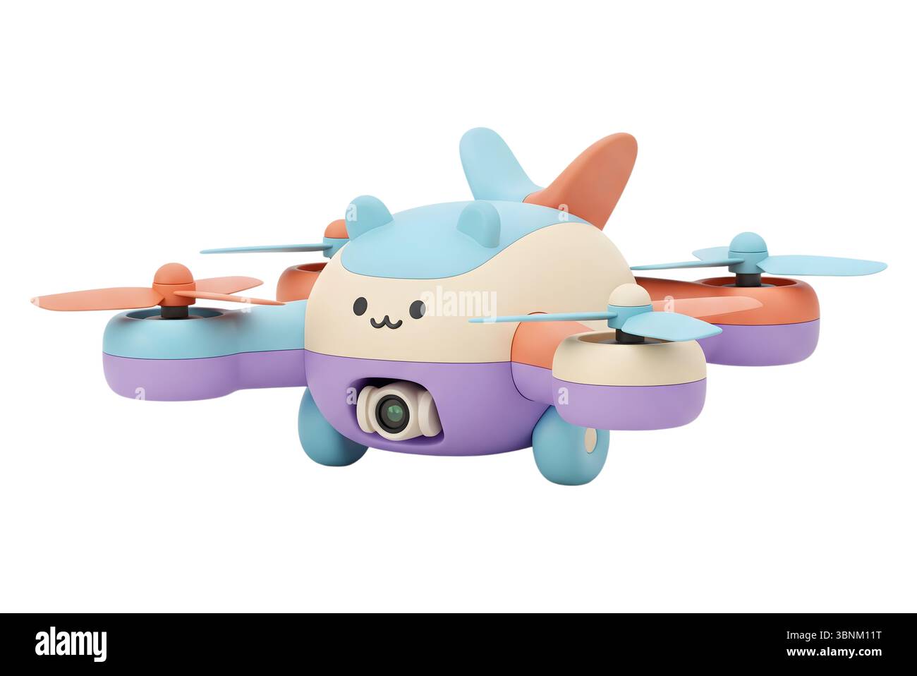 Rendering 3D minimalista con droni in un rendering morbido e fluido Foto Stock