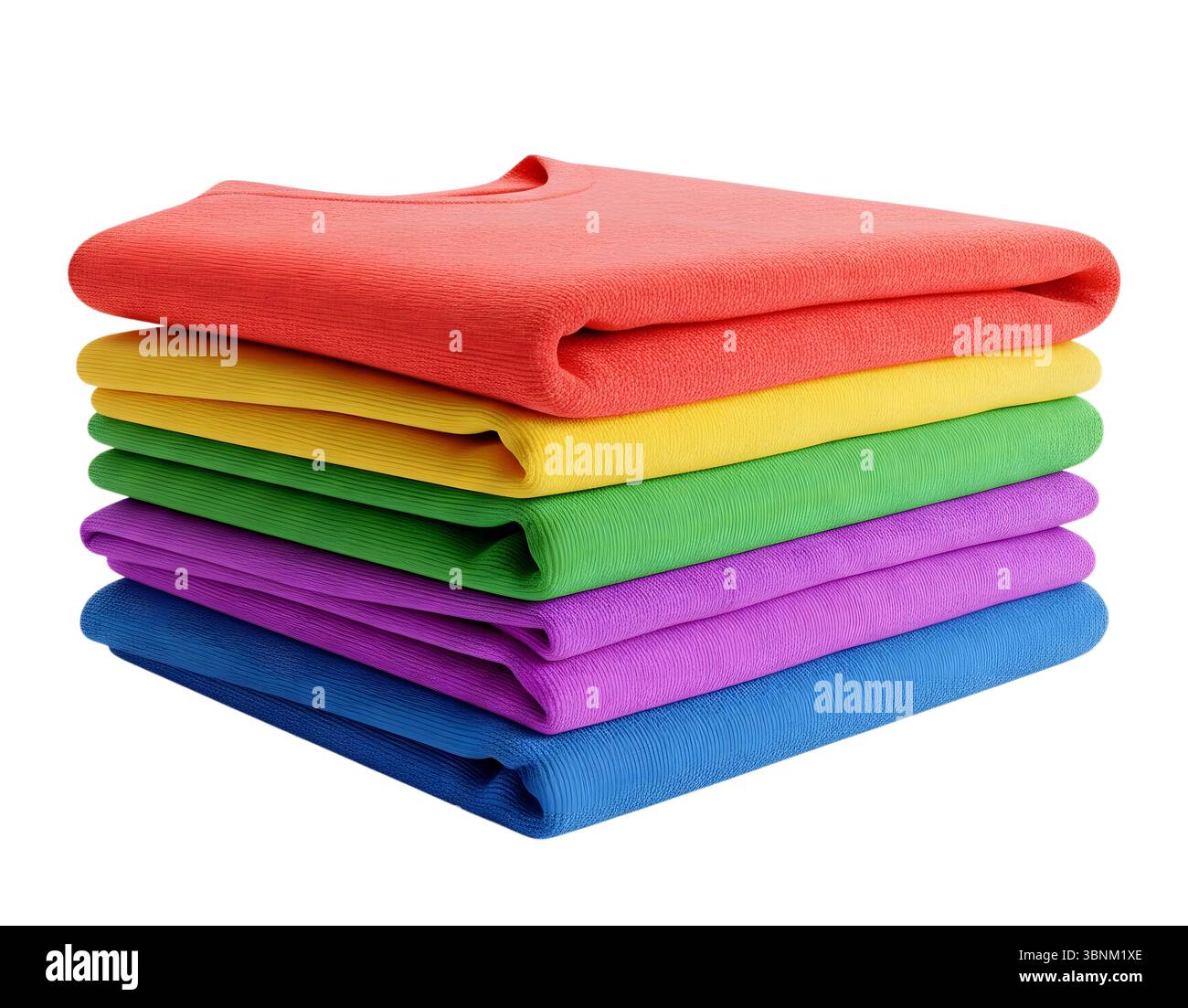 Una pila di capi rendering 3D minimalista in un rendering morbido e liscio Foto Stock