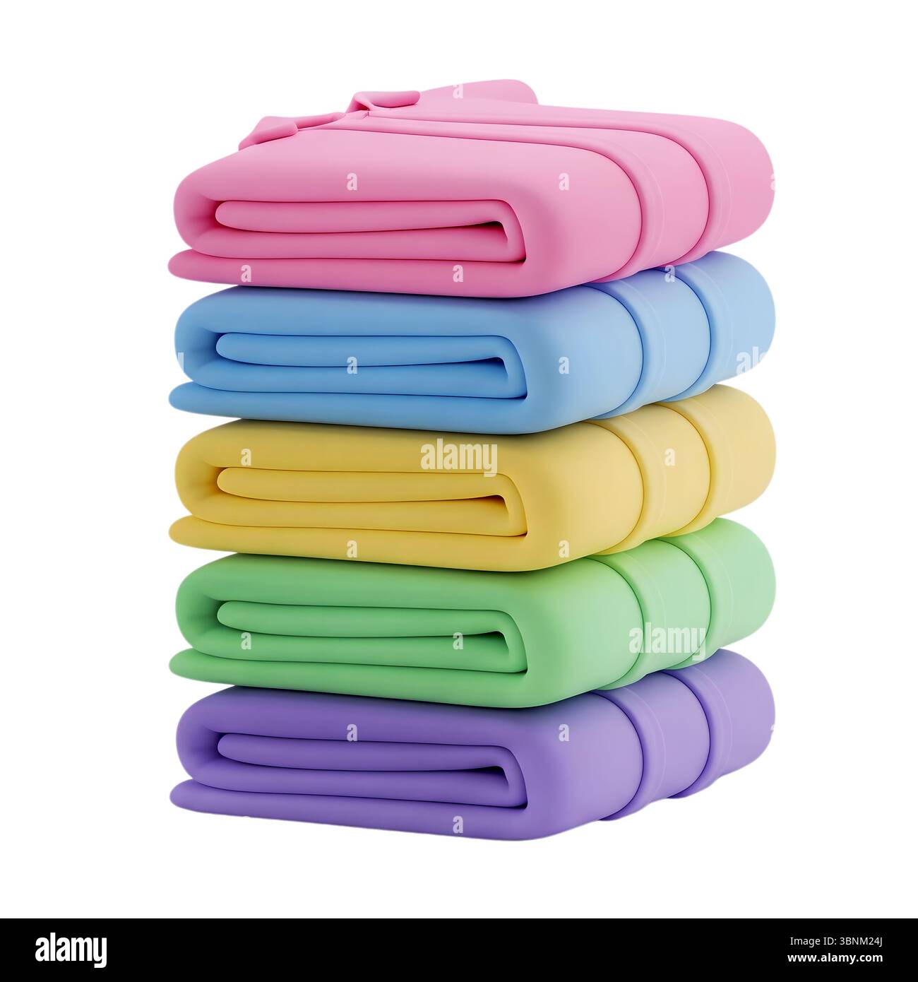 Una pila di capi rendering 3D minimalista in un rendering morbido e liscio Foto Stock