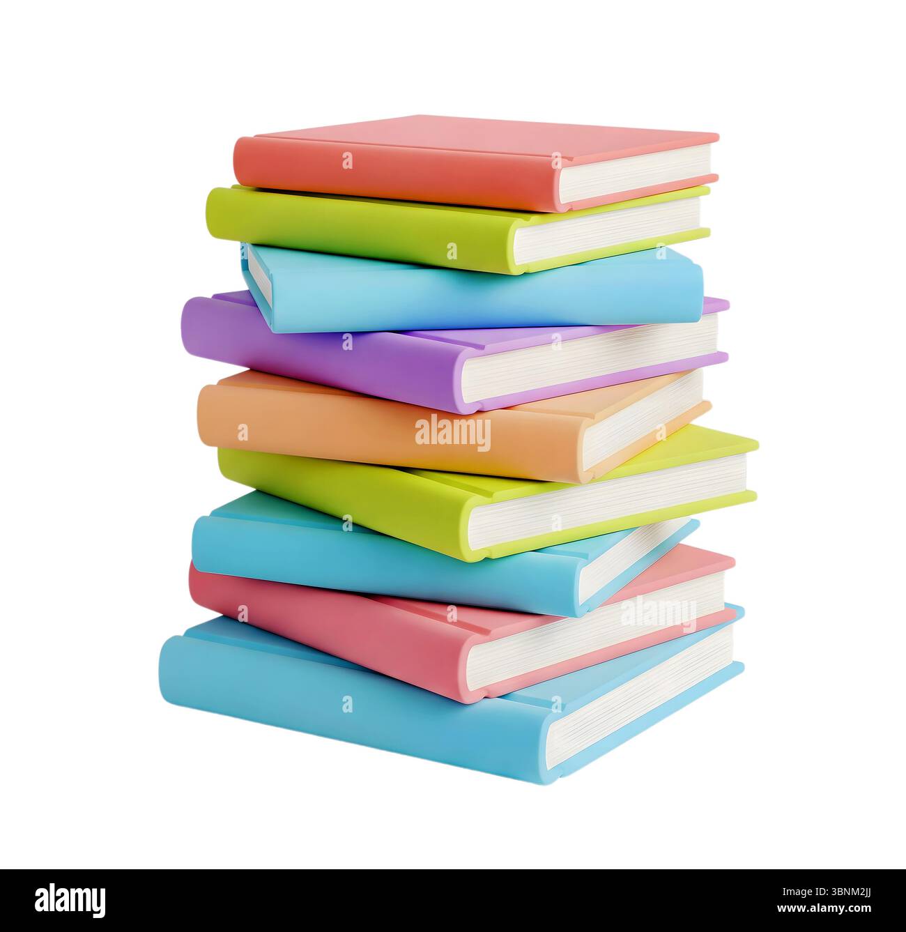 Una pila di rendering 3D minimalista del libro in un rendering morbido e fluido Foto Stock