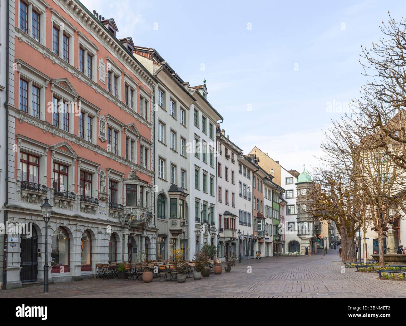 Vordergasse, edificio storico con finestre a bovindo nella città vecchia, Sciaffusa, Canton Sciaffusa, Svizzera Foto Stock